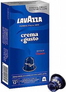 10 קפסולות אלומניום תואם נספרסו לוואצה lavazza Crema e Gusto classico חוזק 12 10 קפסולות אלומניום תואם נספרסו לוואצה lavazza Crema e Gusto classico חוזק 12